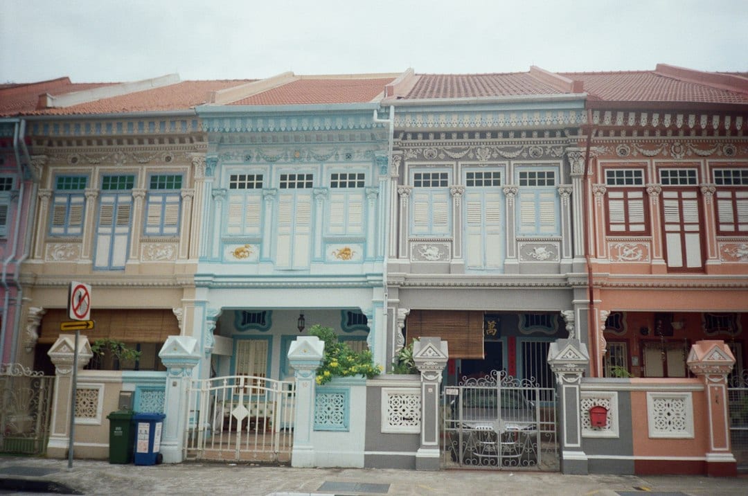 Row of restored terrace houses in Singapore